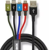 I-box IKUM4W1CLR USB-A apa - 2xUSB-C / MicroUSB / Lightning 2.0 Adat és töltő kábel - Fekete (1,2m)