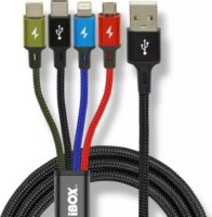 I-box IKUM4W1CLR USB-A apa - 2xUSB-C / MicroUSB / Lightning 2.0 iPhone töltő kábel - Fekete (1,2m)