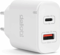 Delight 55047WH USB-C / USB-A Hálózati töltő - Fehér (5V / 3A)