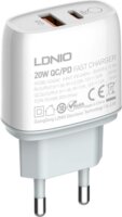 Ldnio A2424C USB-C / USB-A Hálózati töltő + Micro USB kábel - Fehér (20W)