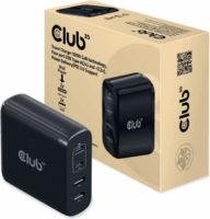Club3D 2x USB-C / 2x USB-A Hálózati töltő - Fekete (100W)