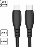 Cellect USB-C apa - USB-C apa Szövet 2.0 Adat és töltő kábel - Fekete (2m)