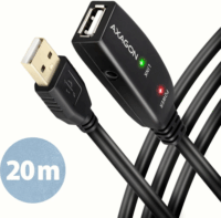 Axagon ADR-220 USB-A apa - USB-A 2.0 anya Aktív Jelerősítő kábel - Fekete (20m)