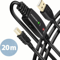 Axagon ADR-220B USB-A apa - USB-B apa 2.0 Aktív Jelerősítő kábel - Fekete (20m)