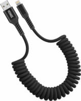 Yenkee YCU 502 USB-A apa - Lightning apa 2.0 Spirálos Adat és töltő kábel - Fekete (1,5m)