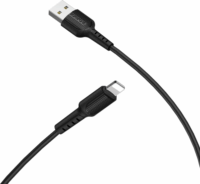 Borofone X16 USB-A apa - Lightning apa Adat és töltő kábel - Fekete (1m)