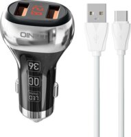 Ldnio C2 2x USB-A Autós töltő + USB-C kábel - Fekete (36W)