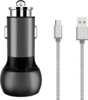 Ldnio C503Q 2x USB-A Autós töltő + USB-C kábel - Fekete (36W)