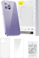 Baseus Crystal Clear Apple iPhone 14 Pro Max Edzett üveg kijelzővédő + Tok - Átlátszó