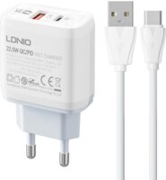 Ldnio A2421C USB-A / USB-C Hálózati töltő + USB-C kábel - Fehér (22.5W)