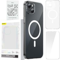 Baseus Magnetic Crystal Clear Apple iPhone 13 Tok + Edzett üveg kijelzővédő - Átlátszó