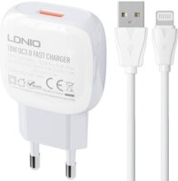 Ldnio A1307Q USB-A Hálózati töltő + Lightning kábel - Fehér (18W)