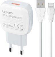 Ldnio A1306Q USB-A Hálózati töltő + Lightning kábel - Fehér (18W)