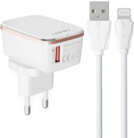 Ldnio A1204Q USB-A Hálózati töltő + Lightning kábel - Fehér (18W)