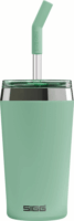 SIGG Helia Milky Green Thermo 450ml BPA Mentes Üveg Szívószálas Dupla Falú Acél Pohár - Zöld