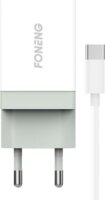 Foneng K210 USB-A Hálózati töltő + USB-C kábel - Fehér (5V / 2.1A)