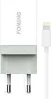 Foneng K210 USB-A Hálózati töltő + Lightning kábel - Fehér (5V / 2.1A)