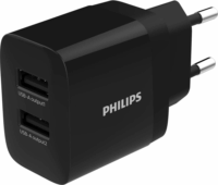 Philips dual 2x USB-A Hálózati töltő - Fekete (17W / 2.4A)