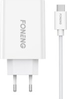 Foneng EU43 USB-A Hálózati töltő + USB-C Kábel - Fehér (10.5W)