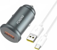 Foneng C15 USB-A Autós töltő + USB-C Kábel - Szürke (20W)