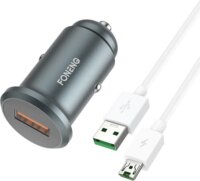 Foneng C15 USB-A Autós töltő + MicroUSB Kábel - Szürke (20W)