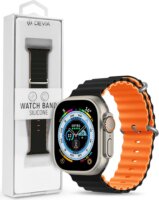 Devia Deluxe Apple Watch S1/S2/S3/S4/S5/S6/S7/S8/S9/SE Szilikon Sport Szíj 38/40/41mm - Fekete/Narancssárga