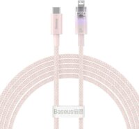 Baseus Explorer USB-C apa - Lightning apa Adat- és töltőkábel - Rózsaszín (2m)