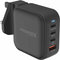 Promate GaNPort4-100PD 3x USB-C / USB-A Hálózati töltő - Fekete (100W)