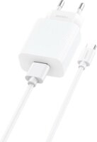 Foneng EU28 USB-A Hálózati töltő + USB Type C kábel - Fehér