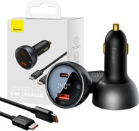 Baseus Superme USB-A / USB-C Autós töltő - Fekete (140W)