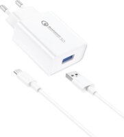 Foneng EU13 Hálózati töltő + USB-A / Micro USB kábel - Fehér (3A)