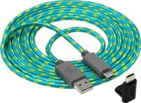 Snakebyte Charge:Cable USB-A / USB-C kábel 2,5m - Zöld/Sárga (Switch, Switch Lite, Switch Oled)