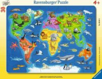 Ravensburger Világtérkép állatokkal - 30 darabos keretes puzzle