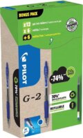 Pilot G2 Greenpack Nyomógombos golyóstoll készlet - 0.7mm / Kék (12 darabos)