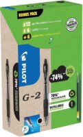 Pilot G2 Greenpack Nyomógombos zseléstoll készlet - 0.7mm / Fekete (12 darabos)