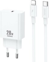 Remax RP-U5 USB-C Hálózati töltő - Fehér (20W) + Lightning kábel