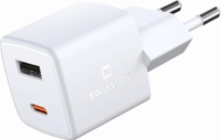 Swissten mini USB-C / USB-A Hálózati töltő - Fehér (30W)