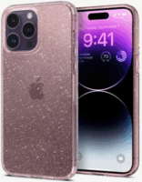 Spigen Liquid Crystal Glitter Apple iPhone 14 Pro Max Hátlapvédő tok - Átlátszó/Rózsaszín