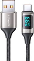 Usams U78 USB-A apa - USB-C apa Led Kijelzős Adat és töltő kábel - Fekete (1.2m)