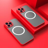 Cellect iPhone 14 Pro Mágneses hátlapvédő tok - Piros/Fekete