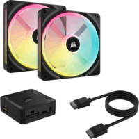 Corsair iCue Link QX140 140mm PWM RGB Rendszerhűtő + Hub - Fekete/Fehér (2db/csomag)