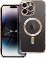 Electro Mag Apple iPhone 14 Pro Max MagSafe Szilikon Tok - Átlátszó/Arany