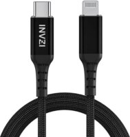 Invzi CTL2M USB-C apa - Lightning apa Töltő kábel - Fekete (2m)