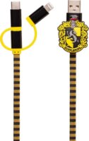 ThumbsUp! Hogwarts Hugrabug USB-A apa - USB-C/Lightning/Micro apa Töltő kábel - Mintás (1m)