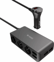 Yenkee YAC 450 Szivargyújtó elosztó 2.4A (3x szivargyújtó aljzat + 4x USB) Fekete