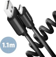 Axagon BUCM-AM20TB Twister USB-C apa - USB-C apa 2.0 Adat és Töltőkábel - Fekete (1.1m)