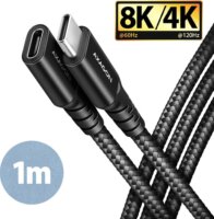 Axagon BUCM32-CF10AB SPEED+ USB-C apa - USB-C anya 3.2 Gen2 hosszabbító kábel - Fekete (1m)