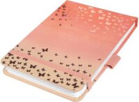 Siegel Jolie Butterfly Confetti Peach 79 lapos 110x79mm pontrácsos jegyzetfüzet - Mintás