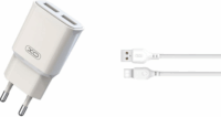 XO L92С 2 x USB-A Hálózati töltő + USB-C kábel (1m) - Fehér