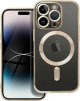 Electro Mag Apple iPhone 14 Pro MagSafe Szilikon Tok - Átlátszó/Arany